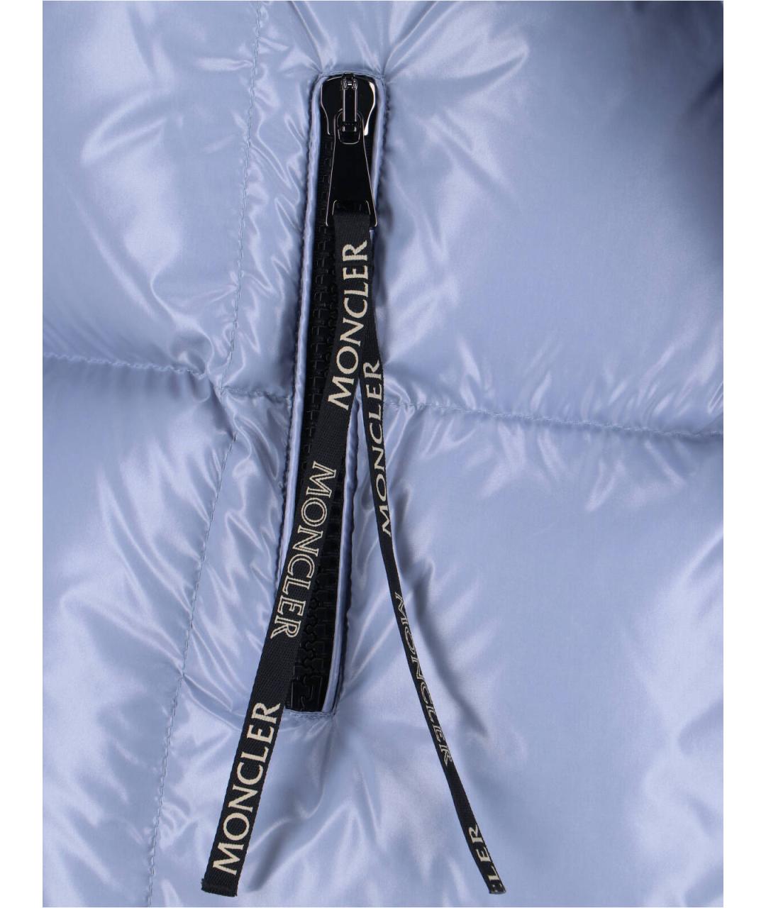 MONCLER Голубой полиамидовый пуховик, фото 4