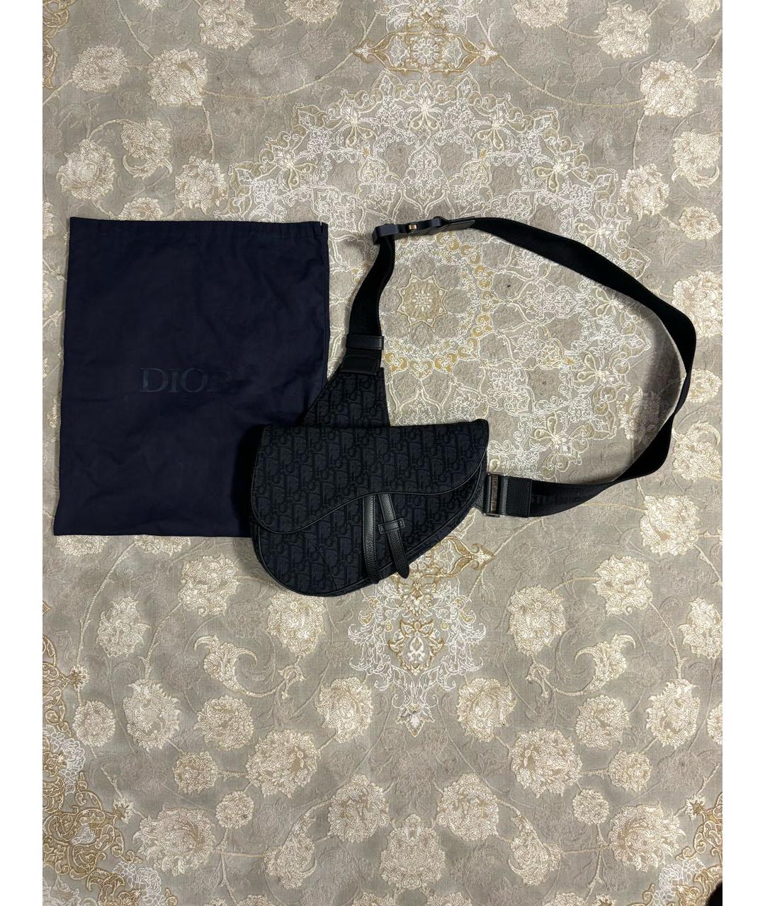 CHRISTIAN DIOR Черная жаккардовая сумка на плечо, фото 9