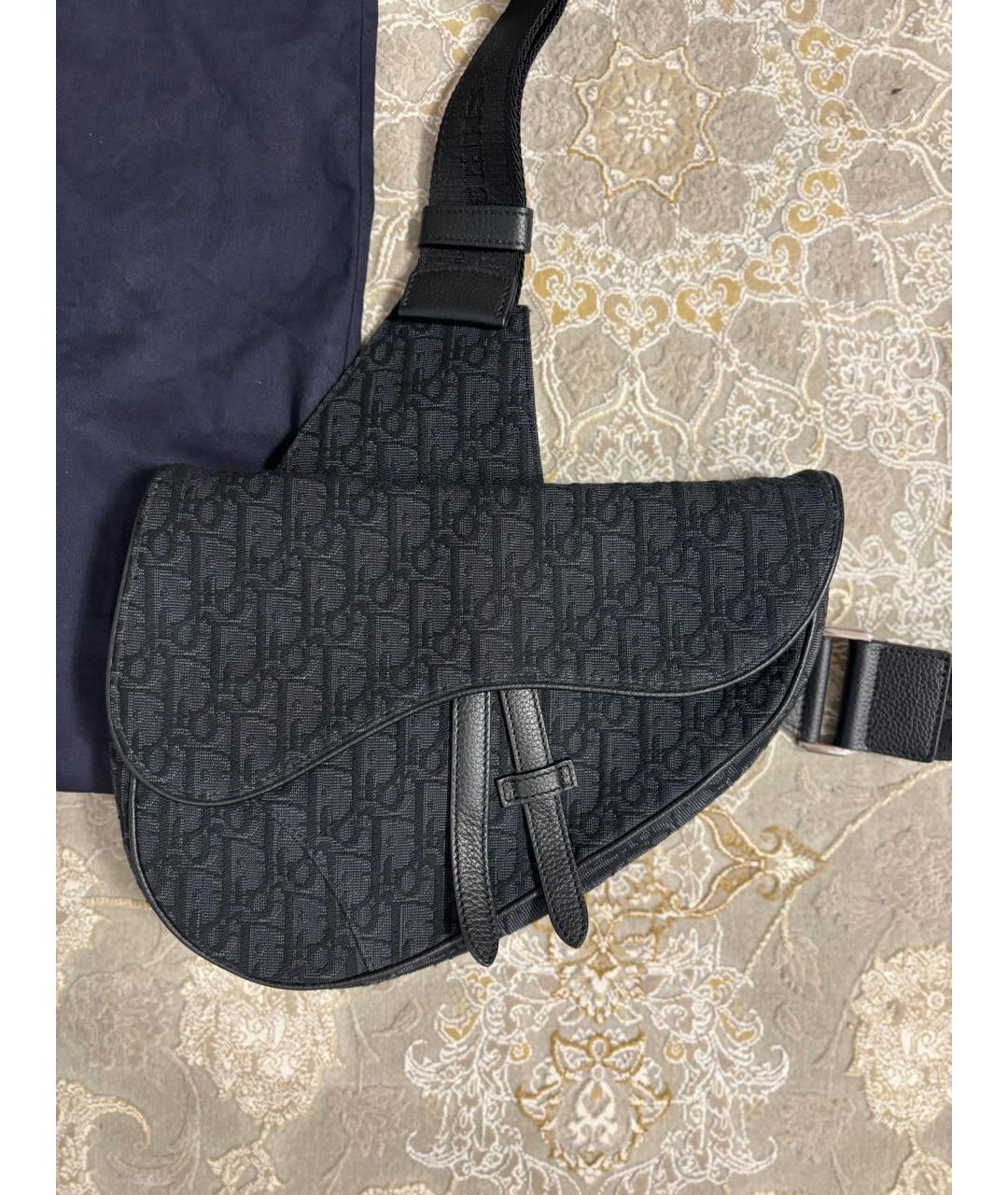 CHRISTIAN DIOR Черная жаккардовая сумка на плечо, фото 2