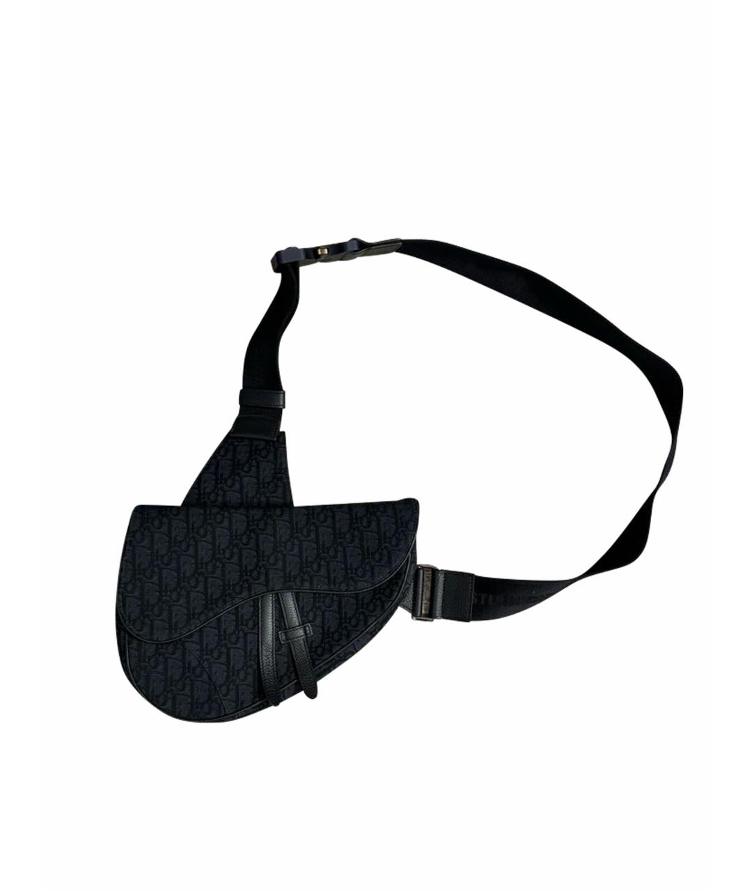 CHRISTIAN DIOR Черная жаккардовая сумка на плечо, фото 1