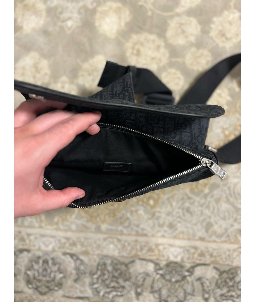 CHRISTIAN DIOR Черная жаккардовая сумка на плечо, фото 4