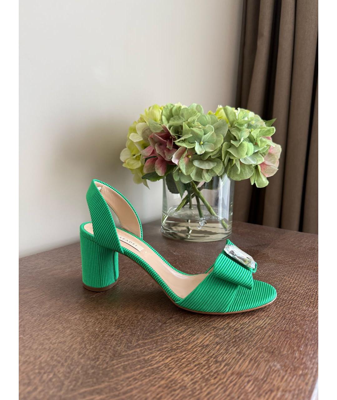 CASADEI Зеленые текстильные босоножки, фото 5