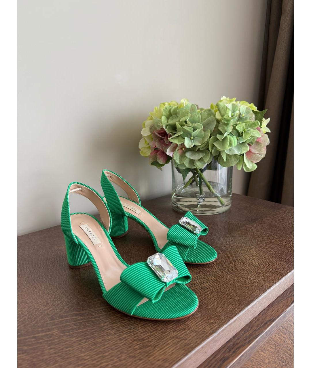 CASADEI Зеленые текстильные босоножки, фото 4
