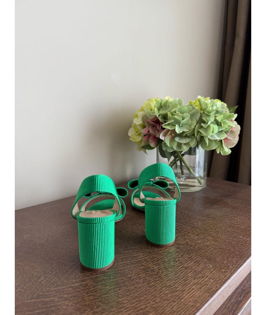 CASADEI Зеленые текстильные босоножки, фото 3