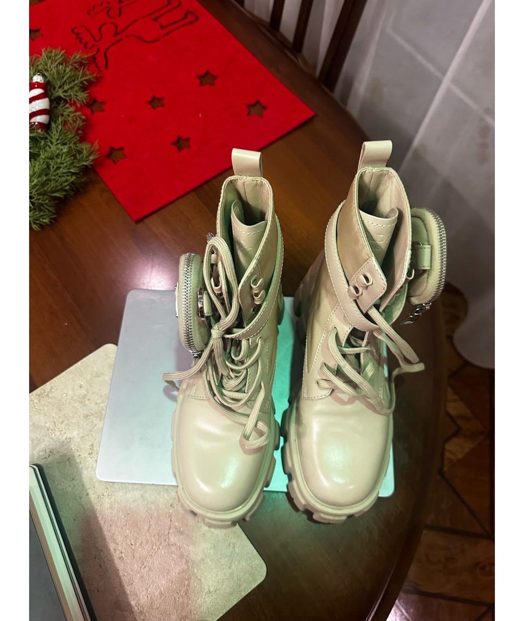 PRADA Бежевые кожаные ботинки, фото 3