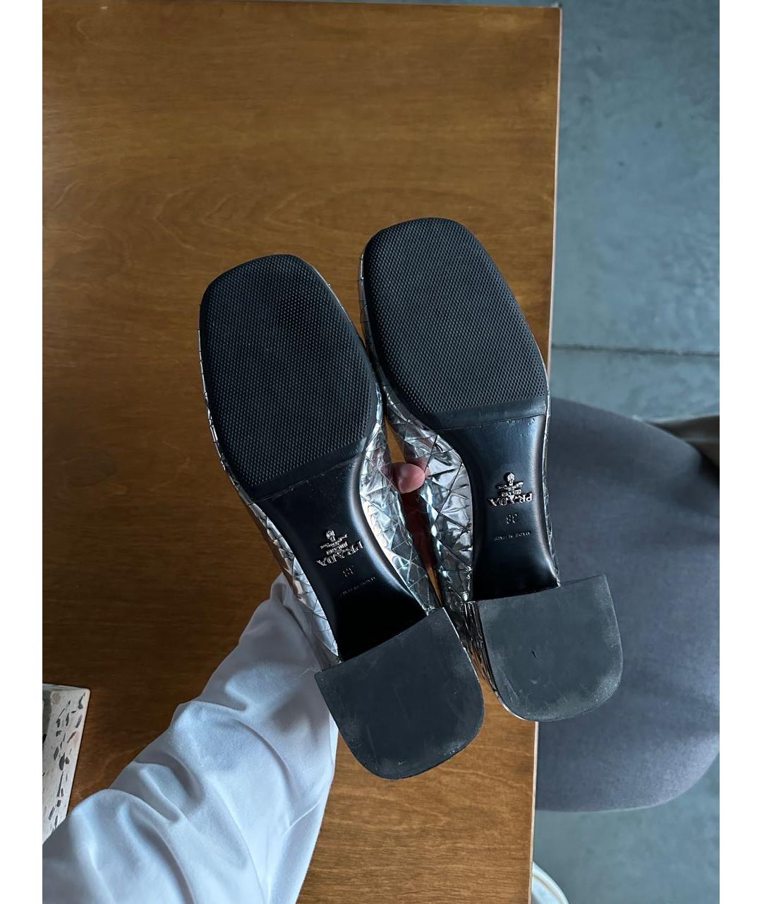 PRADA Серебряные кожаные туфли, фото 7