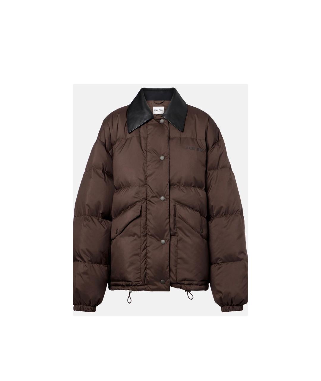 MIU MIU Коричневый полиэстеровый пуховик, фото 5