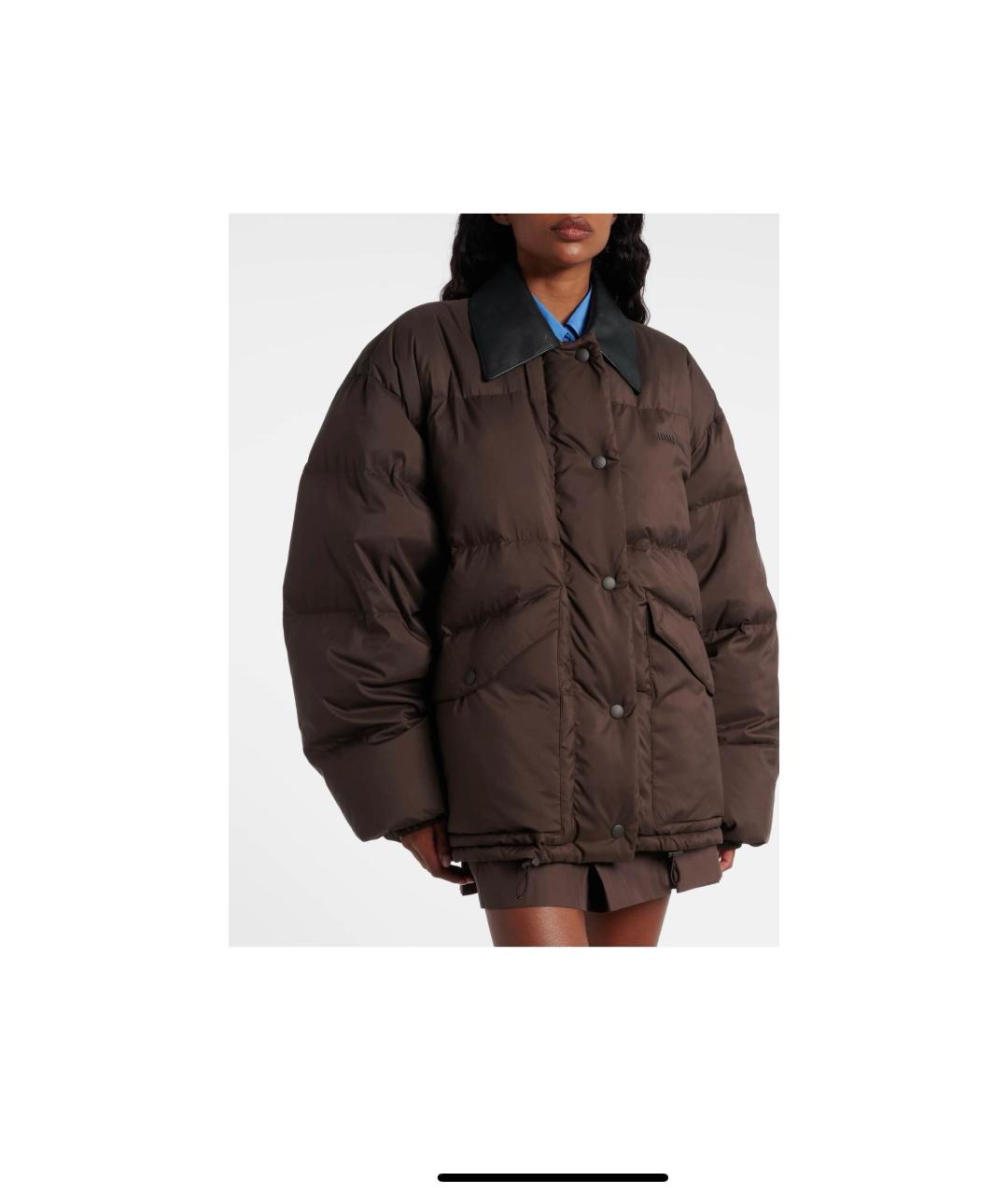 MIU MIU Коричневый полиэстеровый пуховик, фото 2