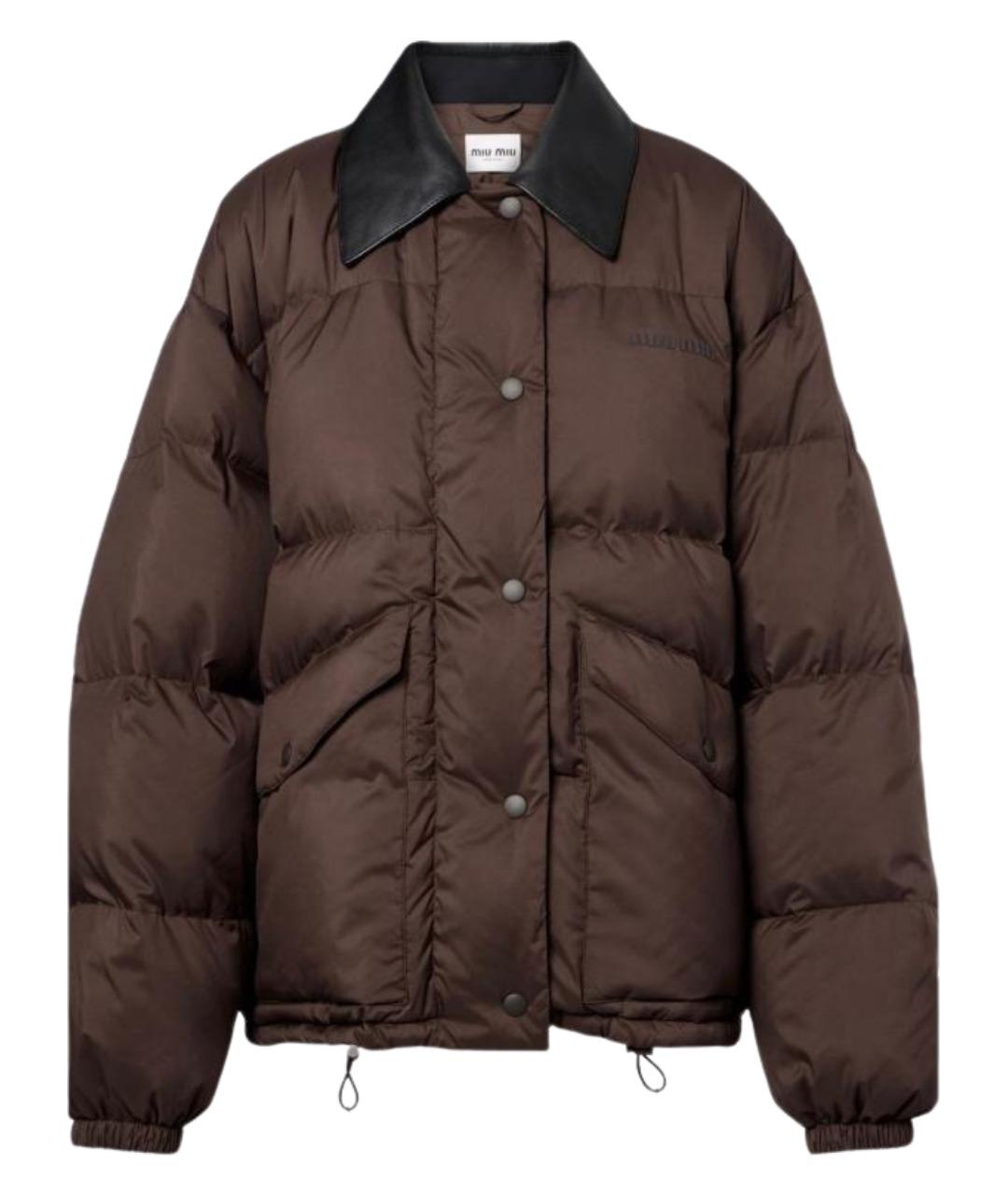MIU MIU Коричневый полиэстеровый пуховик, фото 1