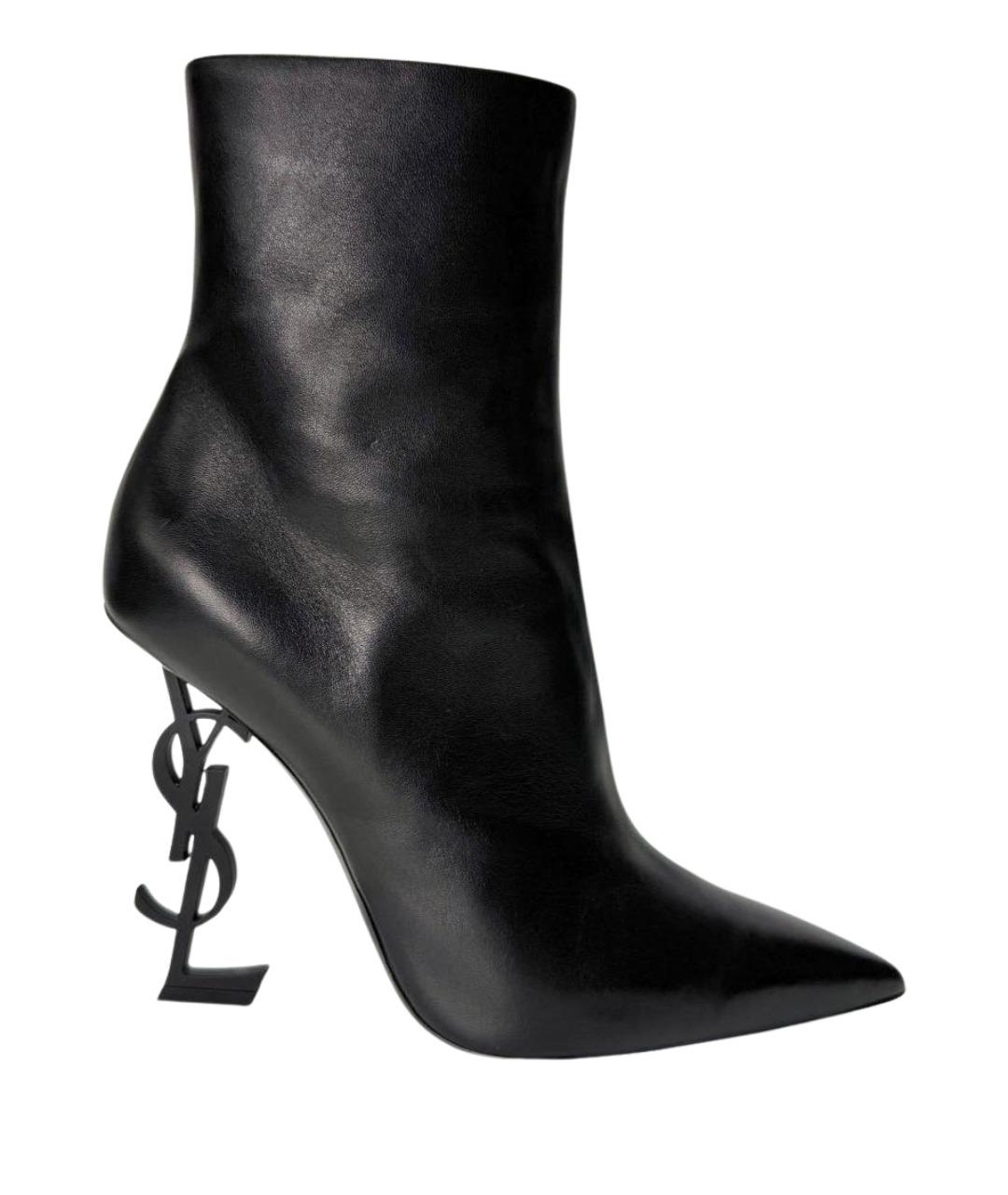 SAINT LAURENT Черные кожаные ботильоны, фото 1