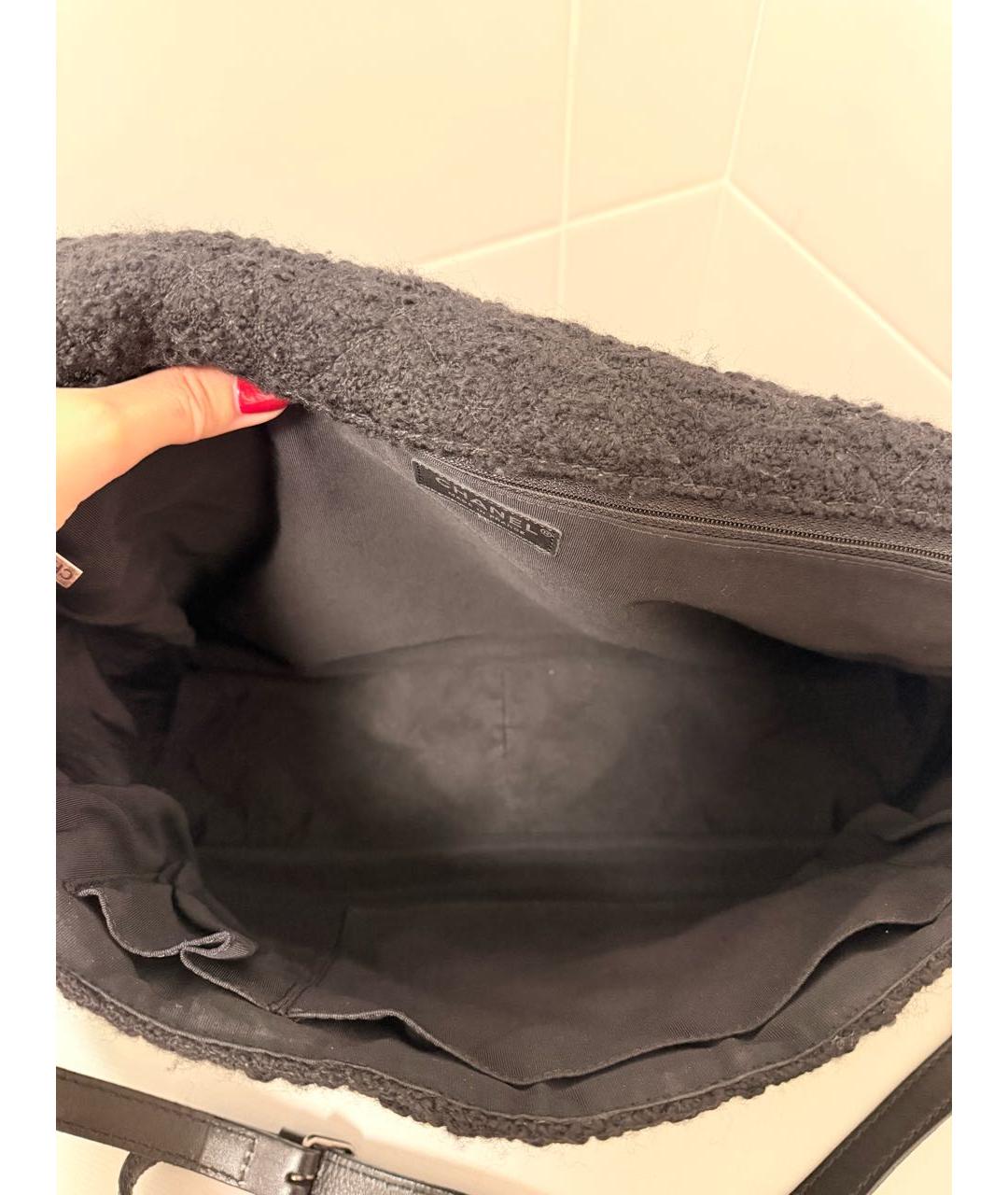 CHANEL Черная твидовая сумка через плечо, фото 6