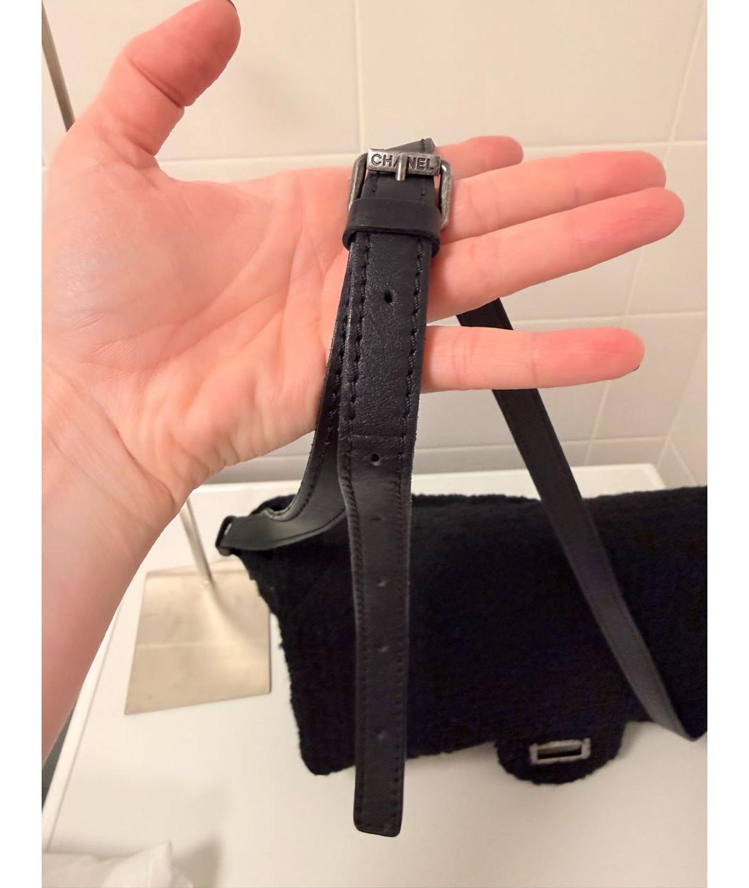 CHANEL Черная твидовая сумка через плечо, фото 8