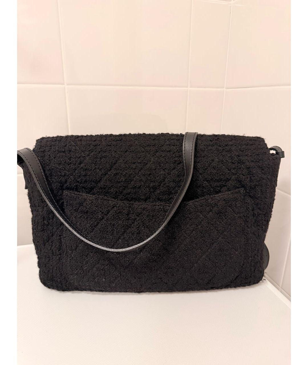 CHANEL Черная твидовая сумка через плечо, фото 2