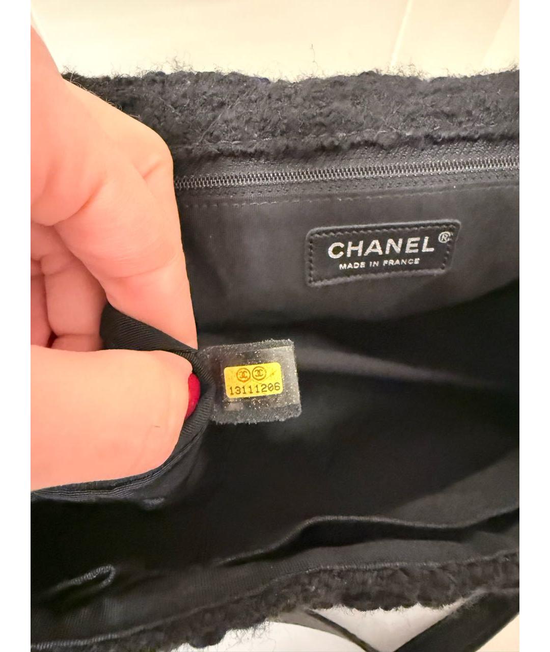 CHANEL Черная твидовая сумка через плечо, фото 7