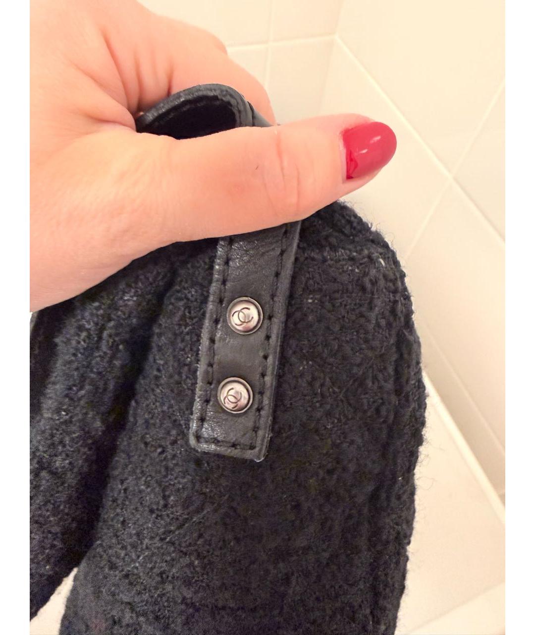 CHANEL Черная твидовая сумка через плечо, фото 4