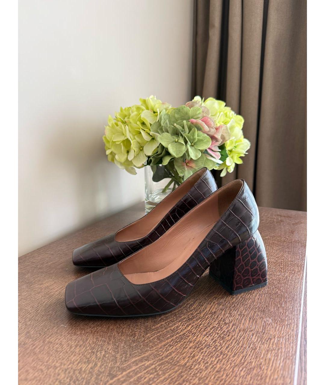 POLLINI Коричневые кожаные туфли, фото 4