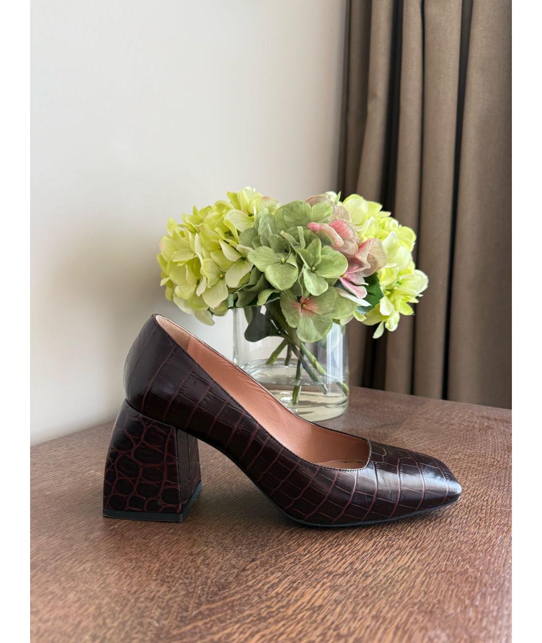 POLLINI Коричневые кожаные туфли, фото 5