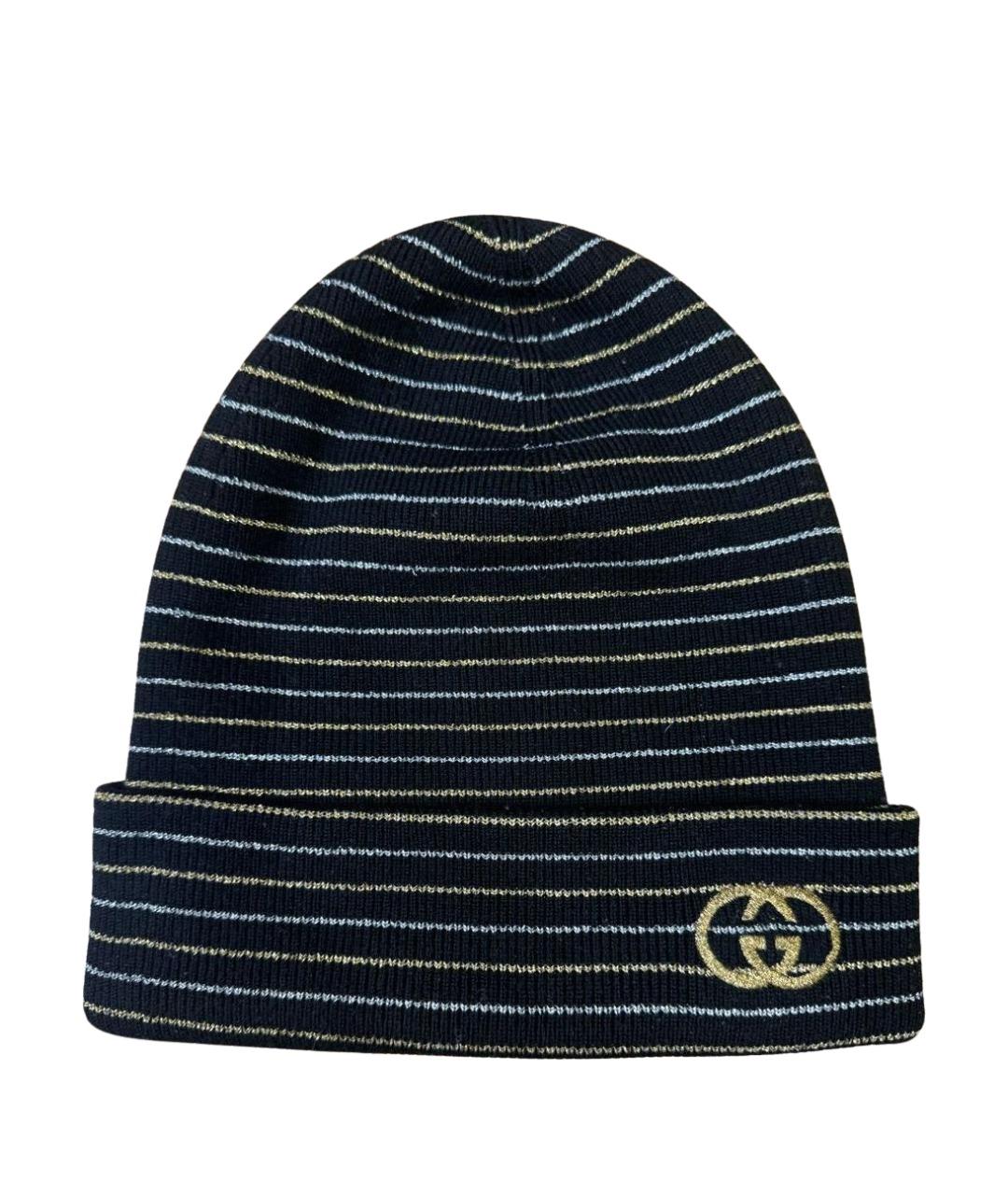 GUCCI Черная шерстяная шапка, фото 1
