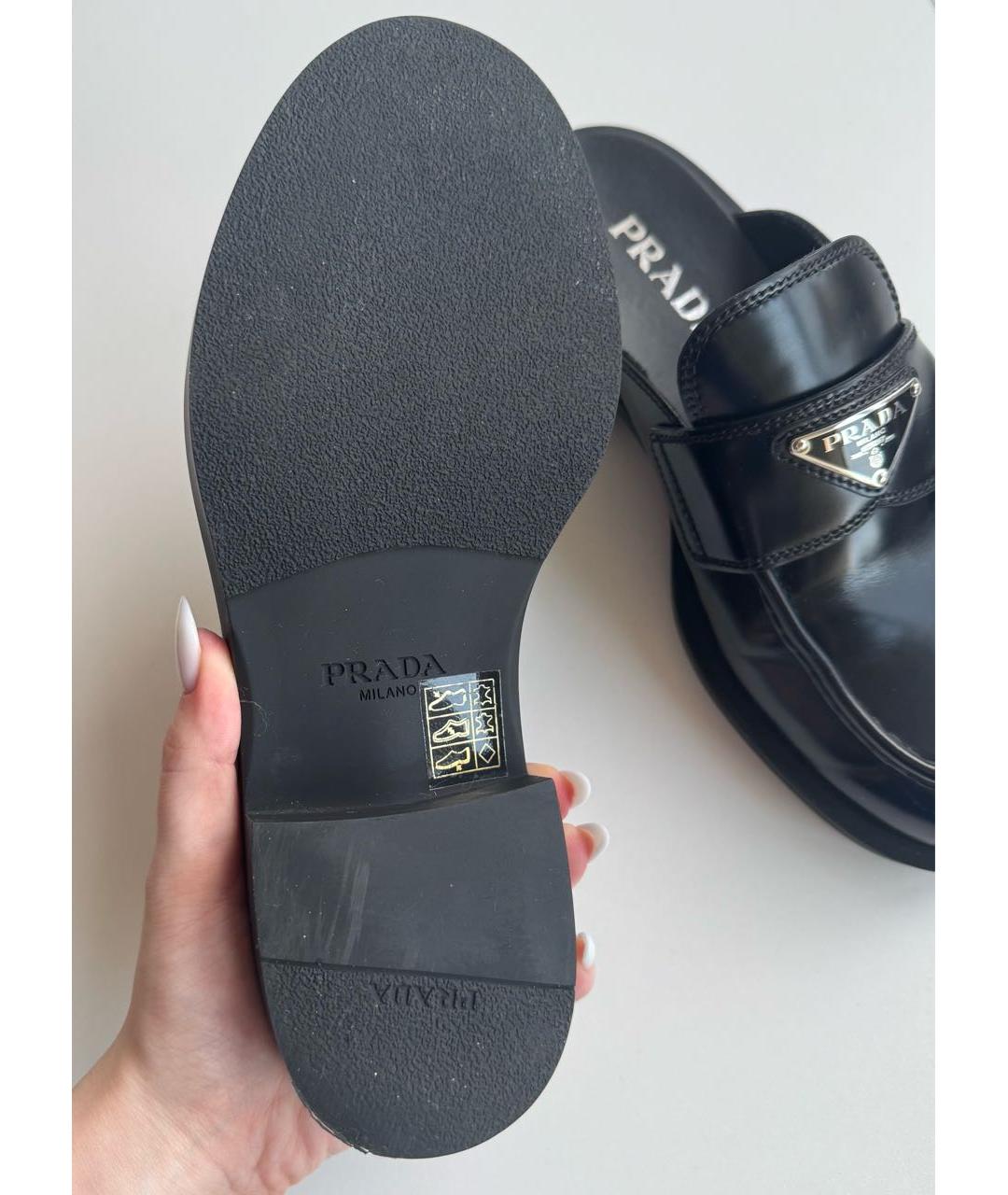 PRADA Черные кожаные сабо, фото 5