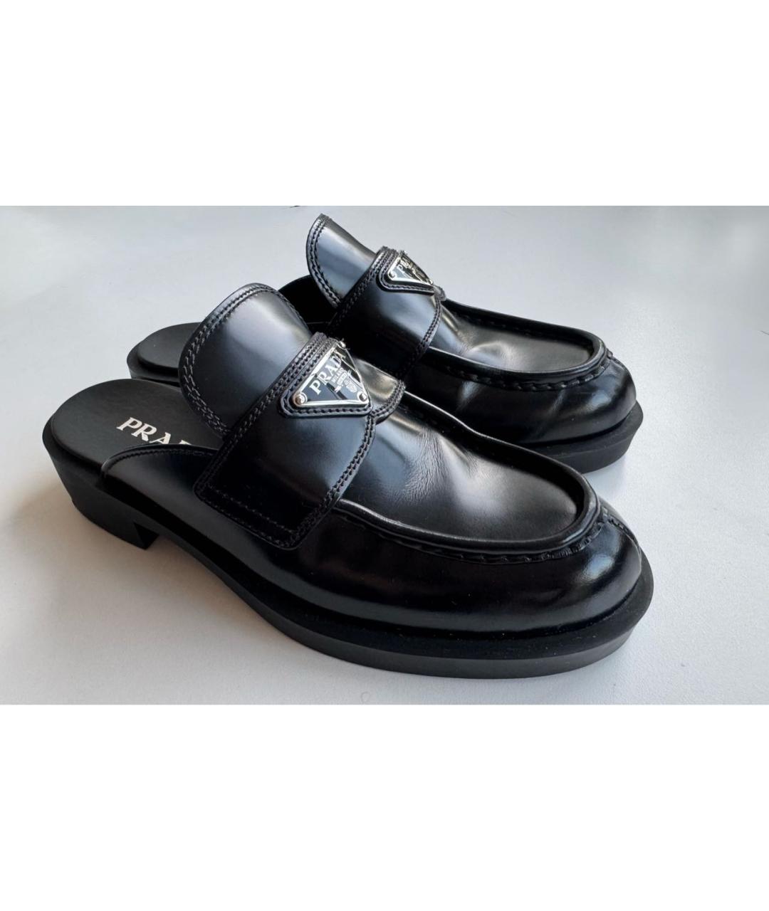 PRADA Черные кожаные сабо, фото 3
