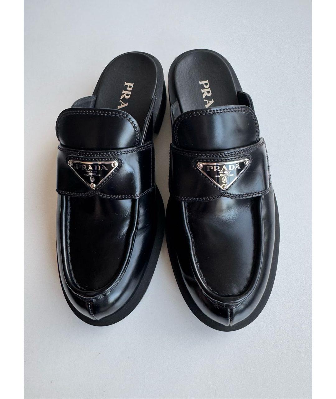 PRADA Черные кожаные сабо, фото 2