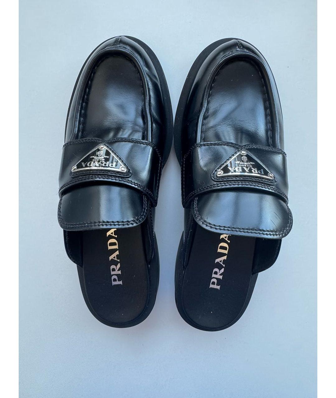 PRADA Черные кожаные сабо, фото 4