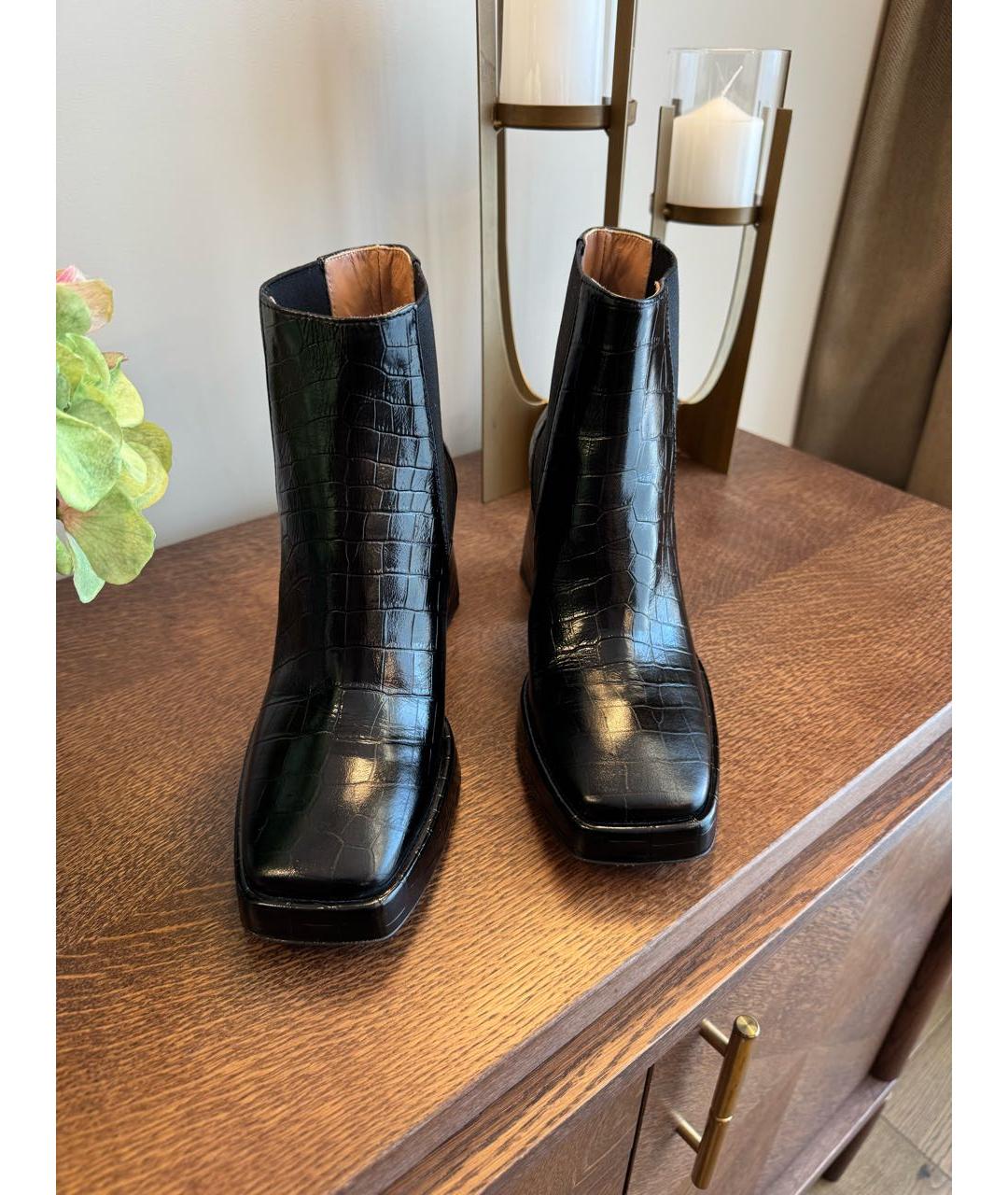 POLLINI Черные кожаные ботильоны, фото 2