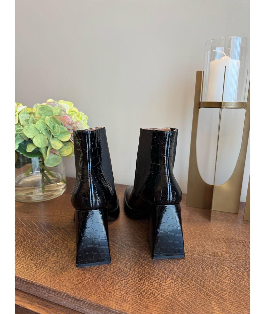 POLLINI Черные кожаные ботильоны, фото 3