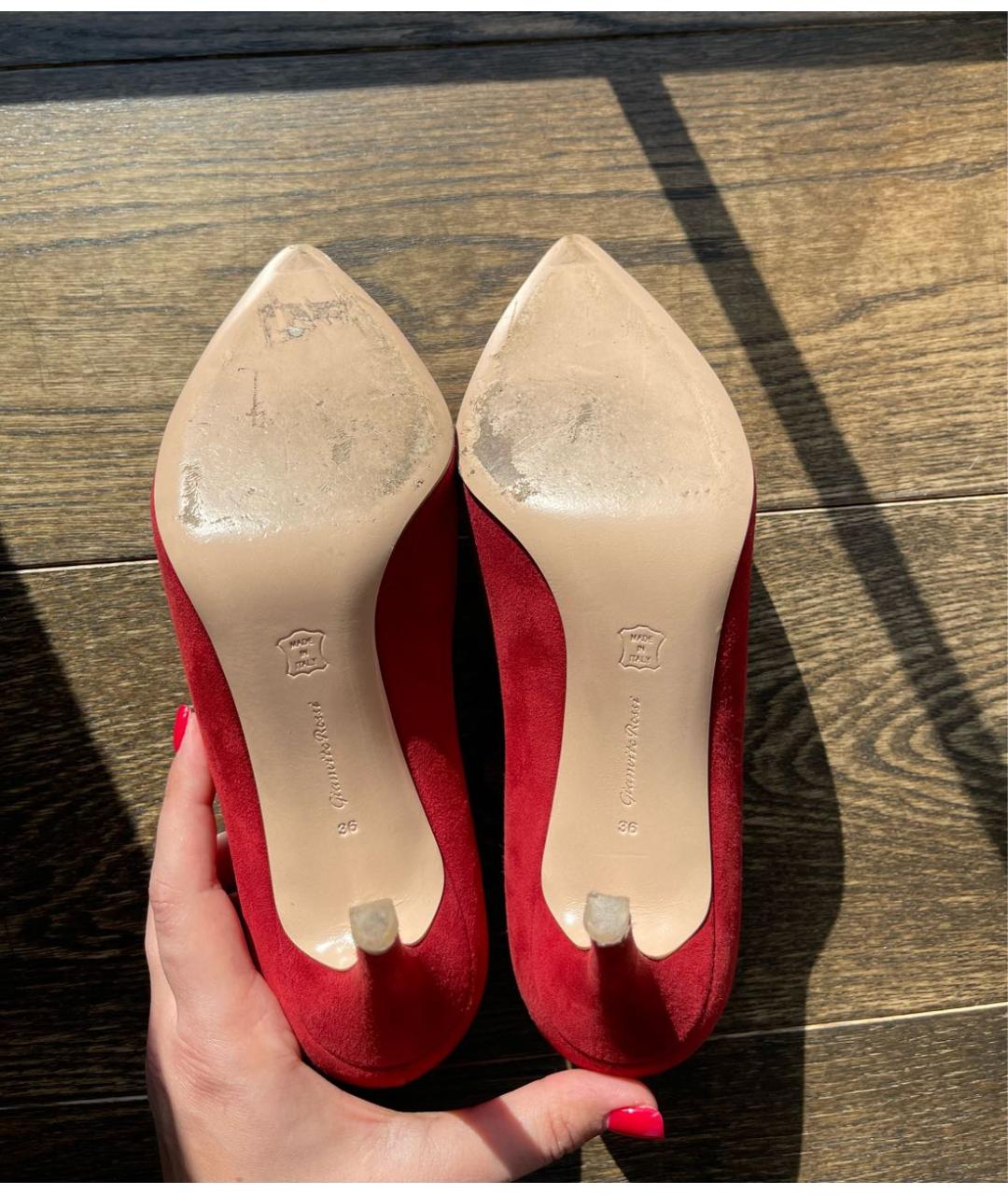 GIANVITO ROSSI Красные замшевые туфли, фото 3