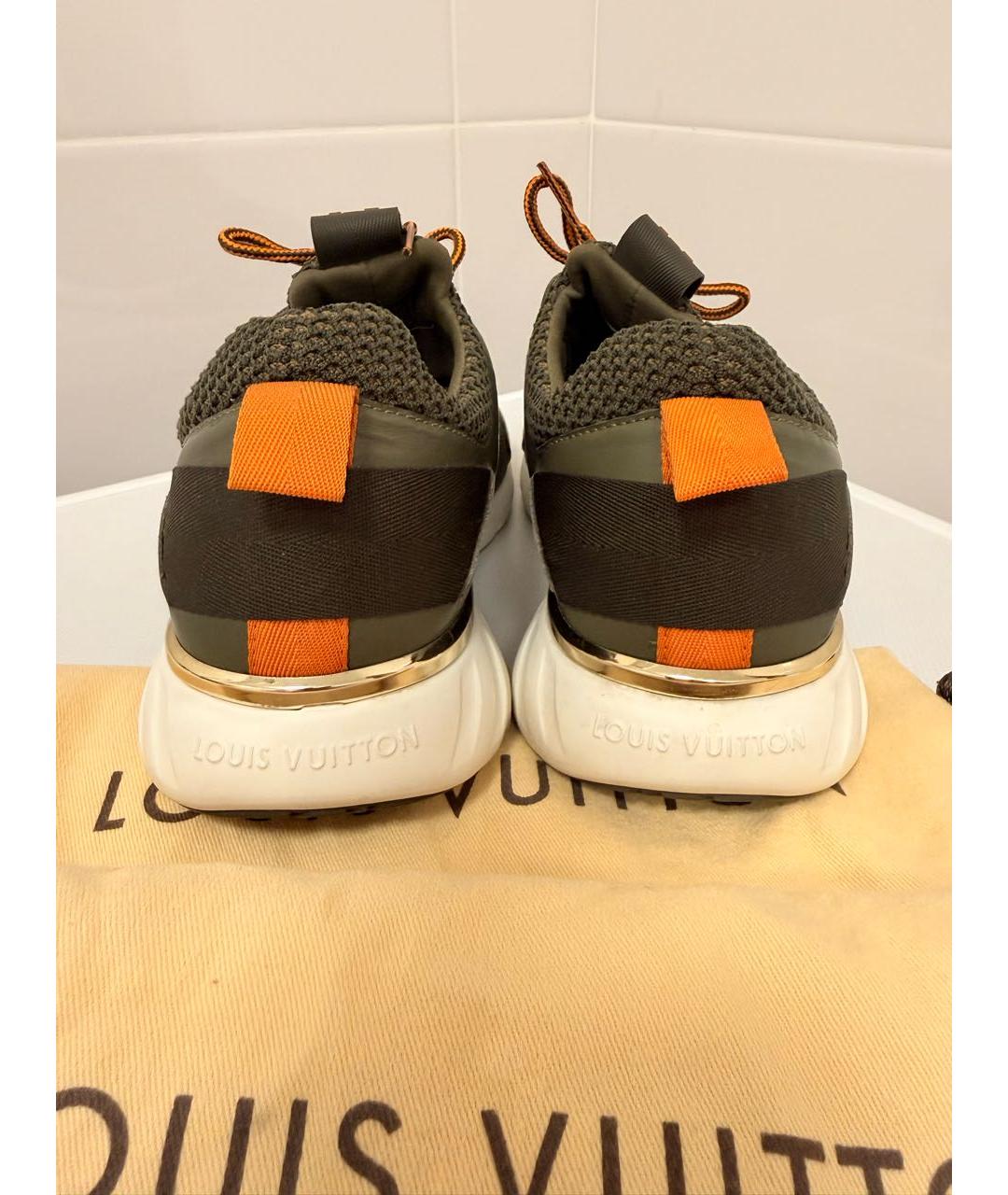 LOUIS VUITTON Хаки текстильные кроссовки, фото 4