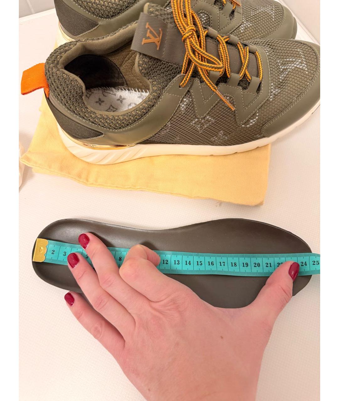 LOUIS VUITTON Хаки текстильные кроссовки, фото 8