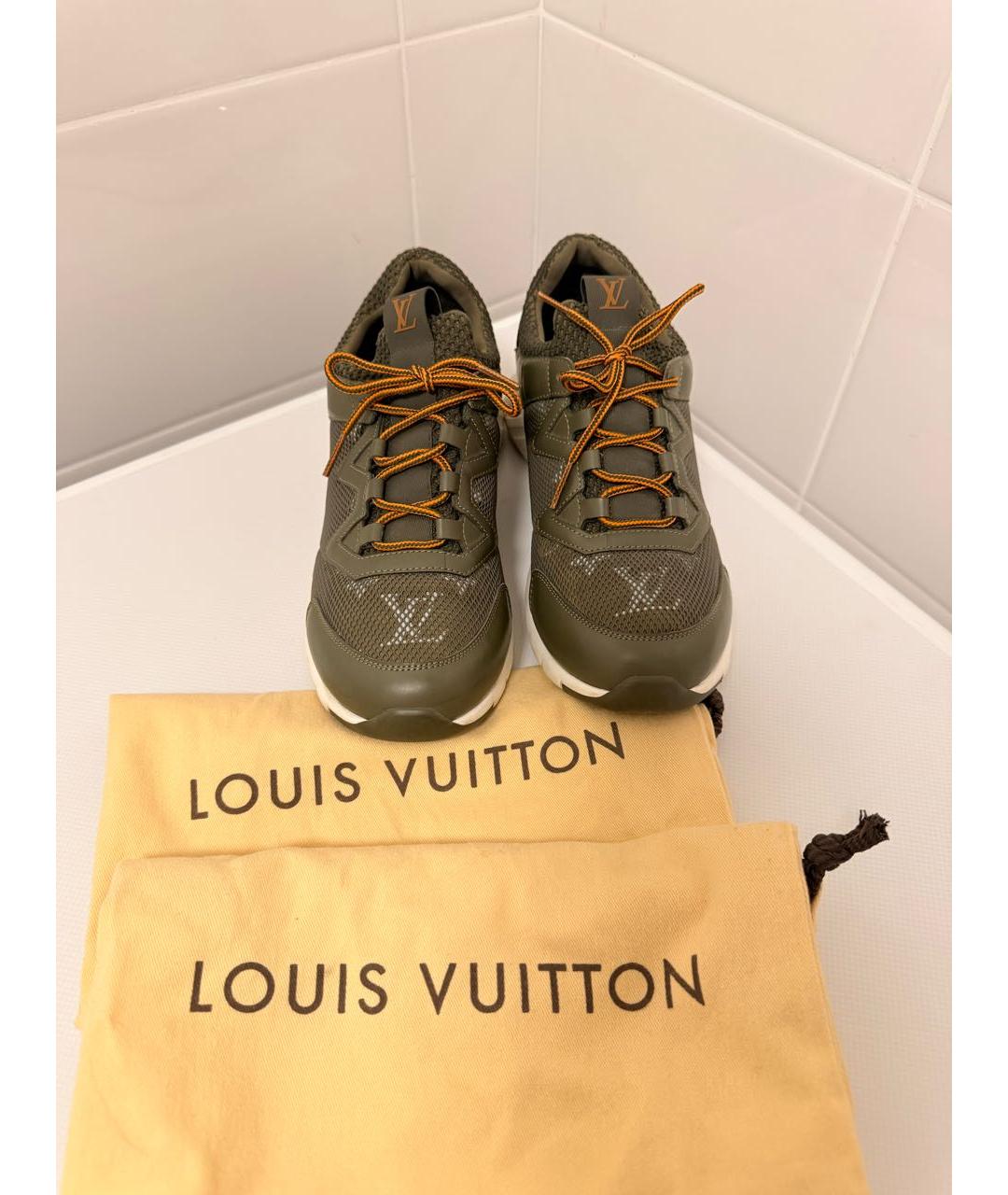 LOUIS VUITTON Хаки текстильные кроссовки, фото 2