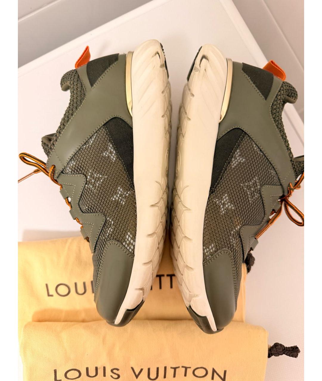 LOUIS VUITTON Хаки текстильные кроссовки, фото 3