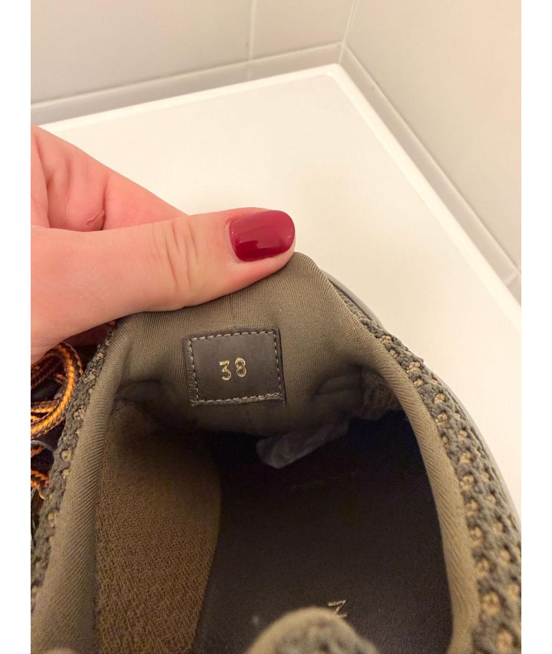 LOUIS VUITTON Хаки текстильные кроссовки, фото 6