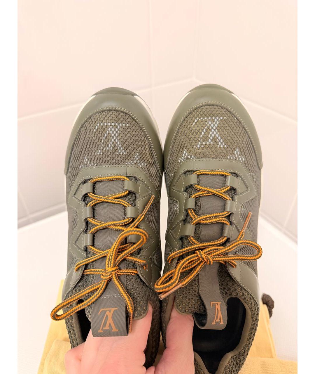 LOUIS VUITTON Хаки текстильные кроссовки, фото 5