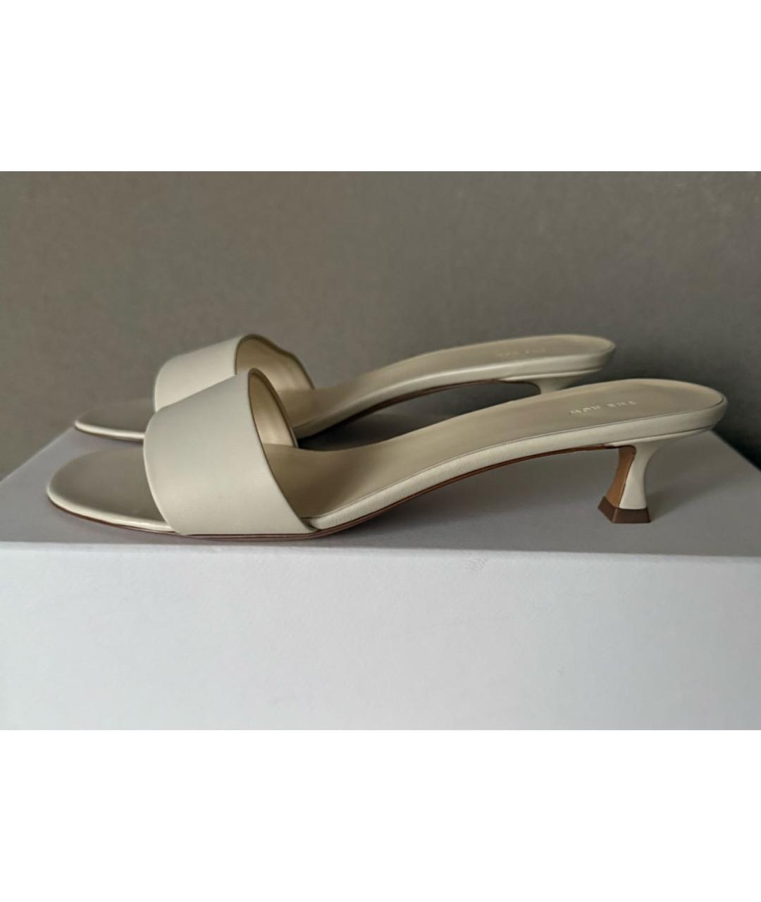 THE ROW Белые кожаные мюли, фото 5