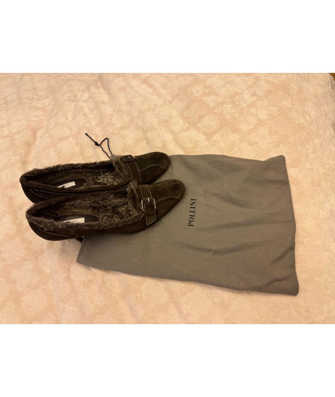 POLLINI Коричневые замшевые туфли, фото 2