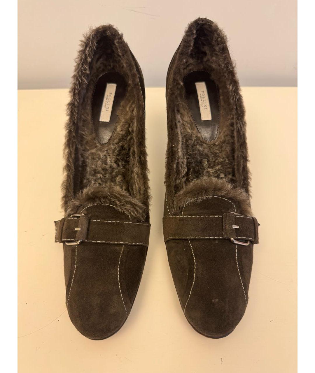 POLLINI Коричневые замшевые туфли, фото 3