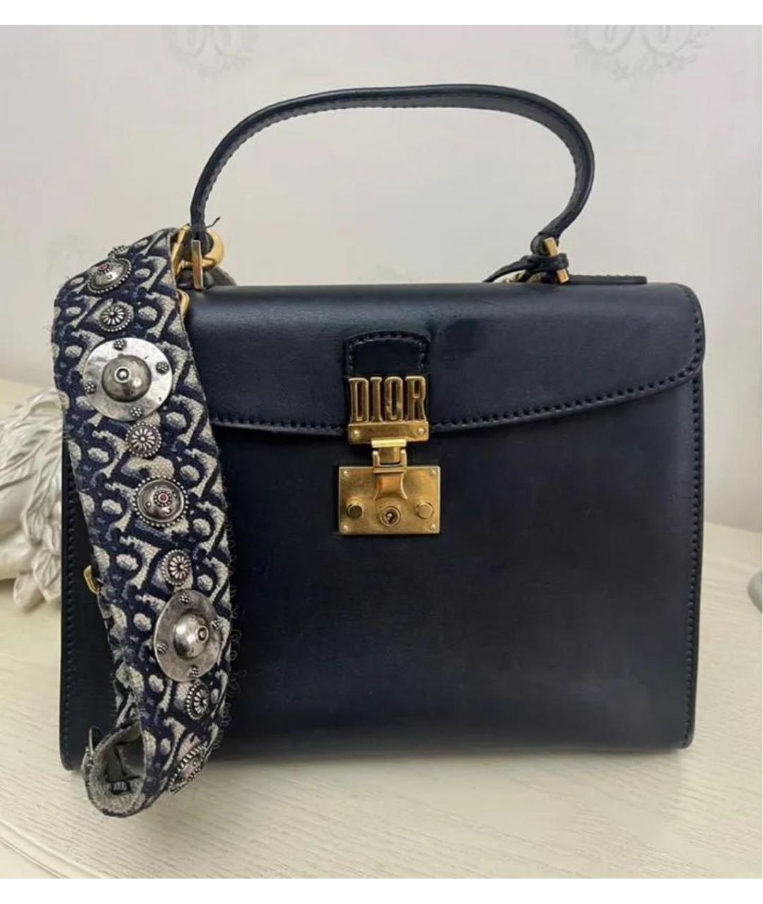 CHRISTIAN DIOR Черная кожаная сумка через плечо, фото 5