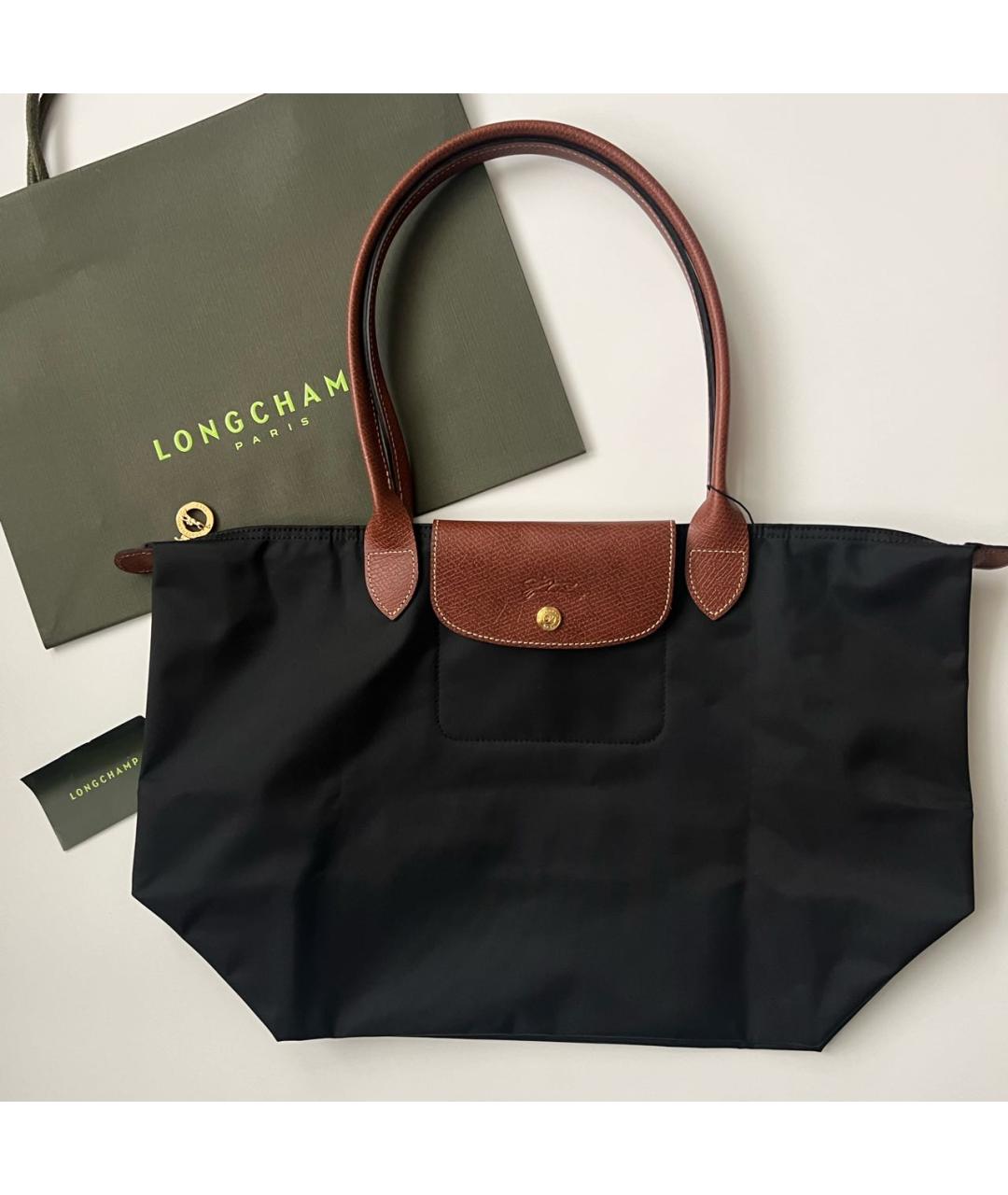 LONGCHAMP Черная тканевая сумка тоут, фото 6