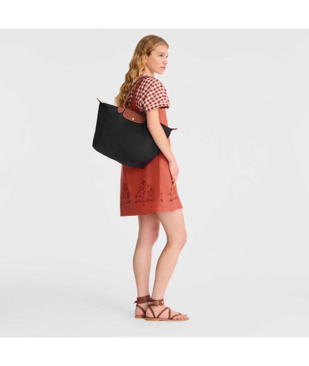 LONGCHAMP Черная тканевая сумка тоут, фото 5