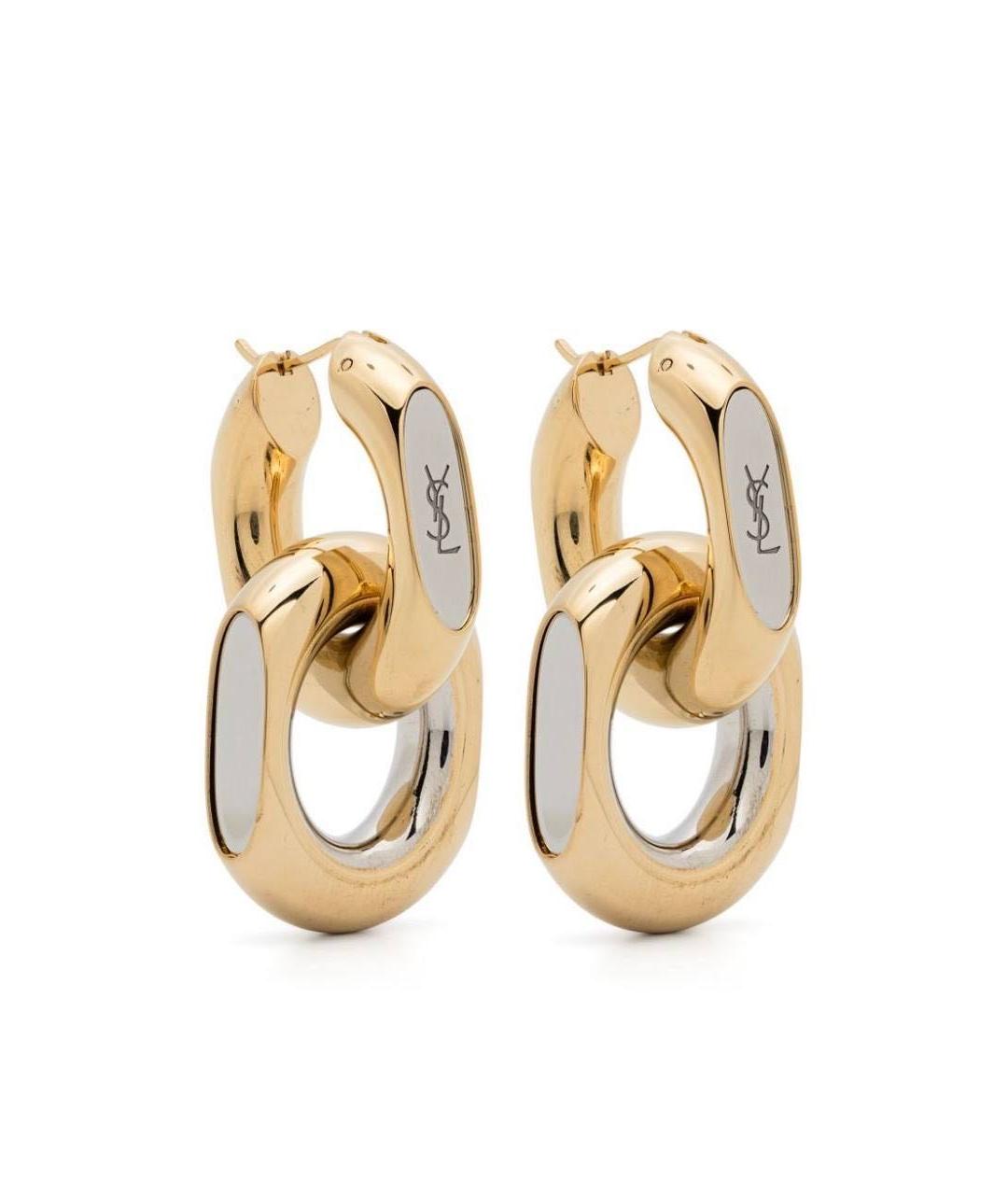 SAINT LAURENT Золотые латунные серьги, фото 5