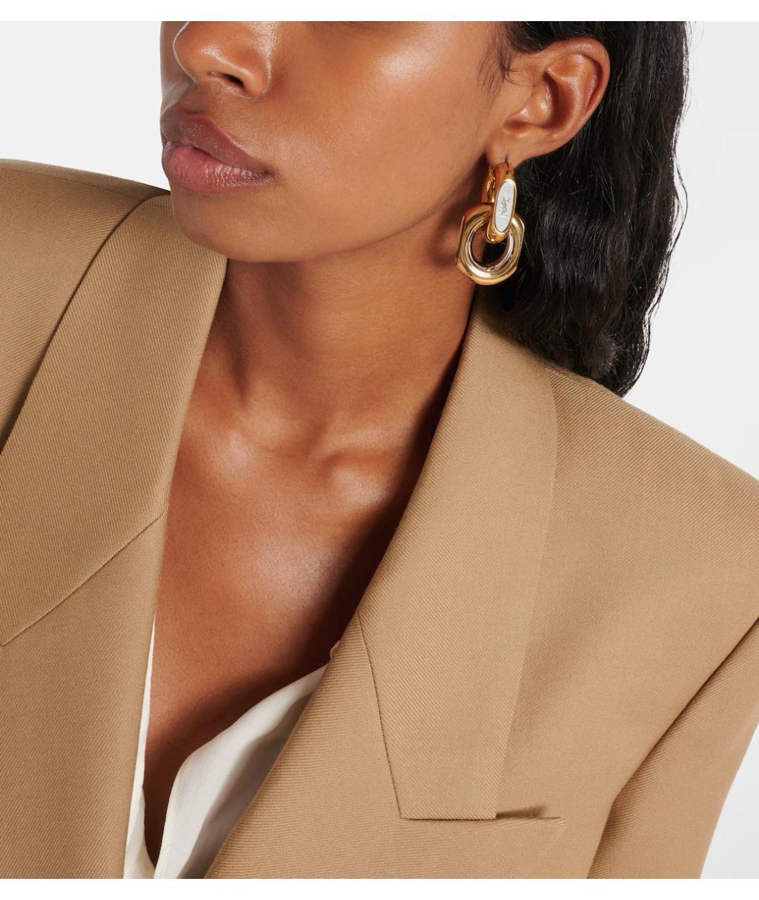 SAINT LAURENT Золотые латунные серьги, фото 3