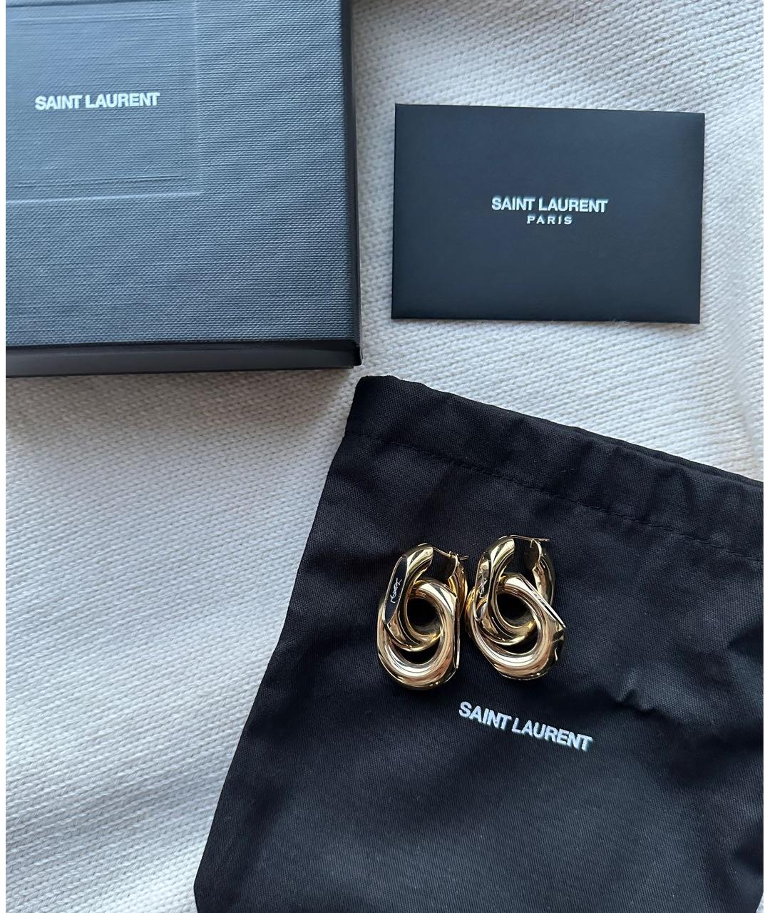 SAINT LAURENT Золотые латунные серьги, фото 2