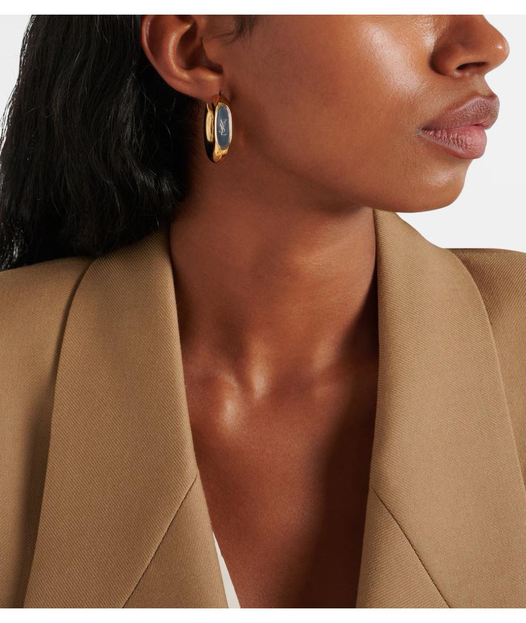 SAINT LAURENT Золотые латунные серьги, фото 4