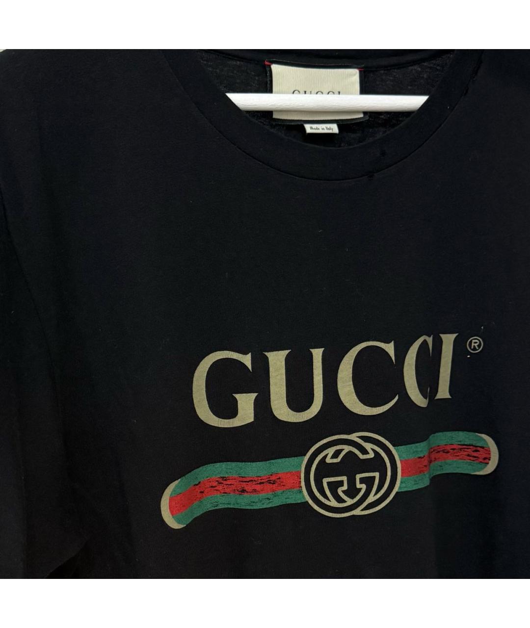 GUCCI Черная хлопковая футболка, фото 6