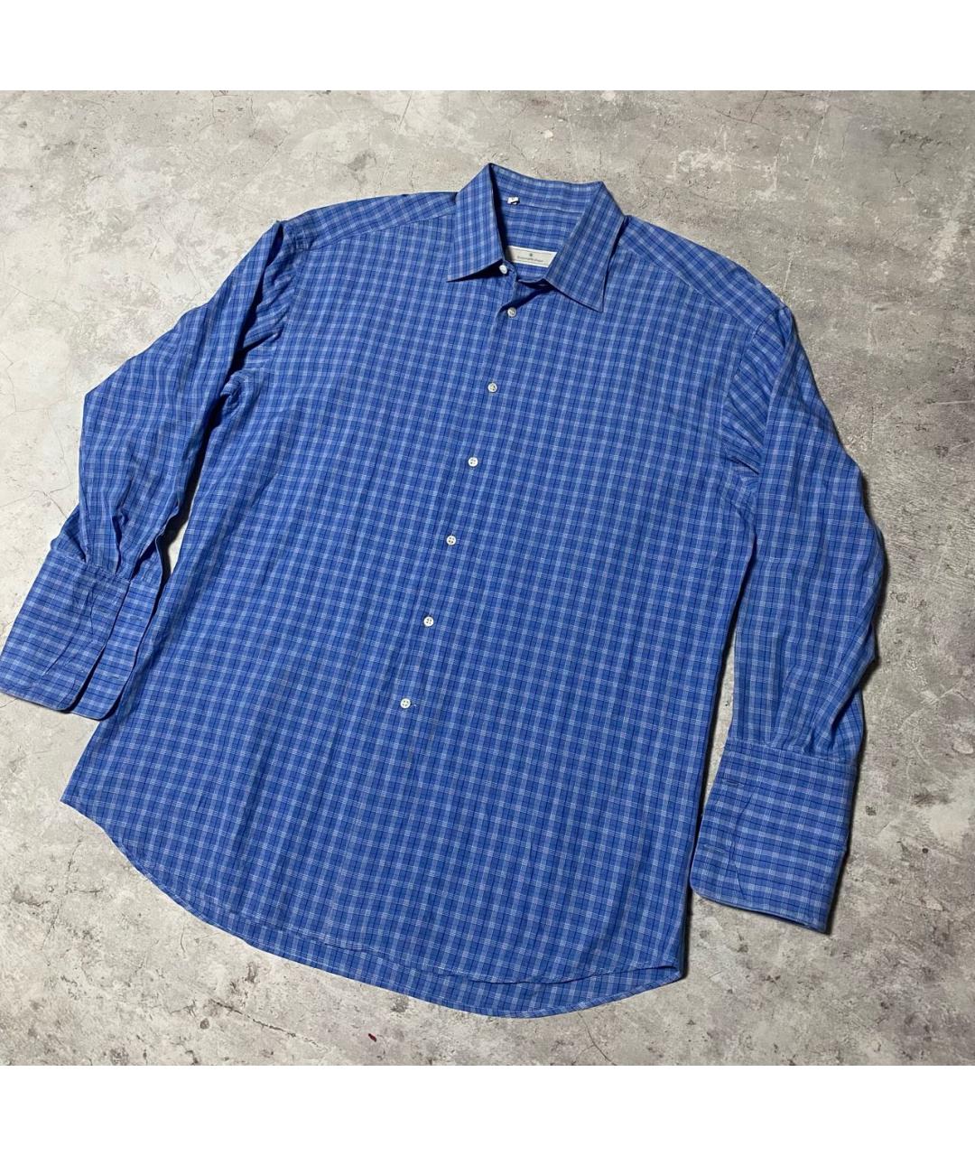 ERMENEGILDO ZEGNA XXX Голубая хлопковая классическая рубашка, фото 9