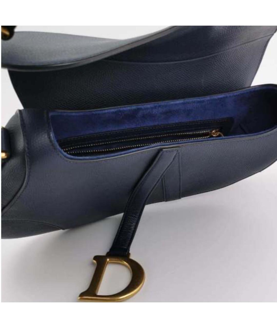 CHRISTIAN DIOR Синяя кожаная сумка с короткими ручками, фото 2
