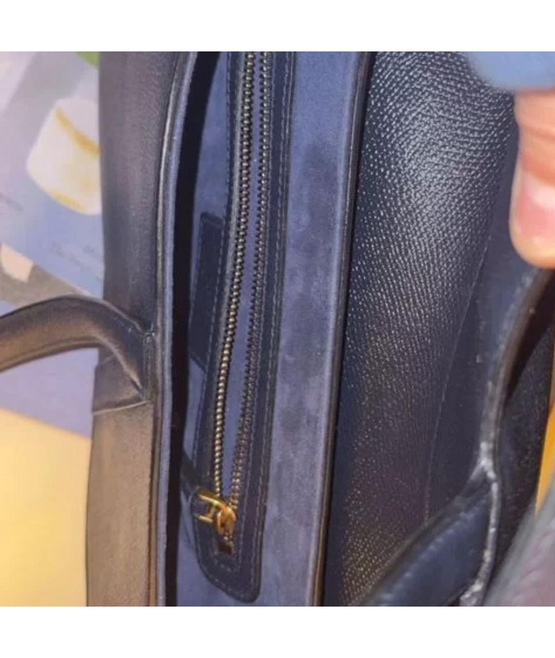 CHRISTIAN DIOR Синяя кожаная сумка с короткими ручками, фото 4