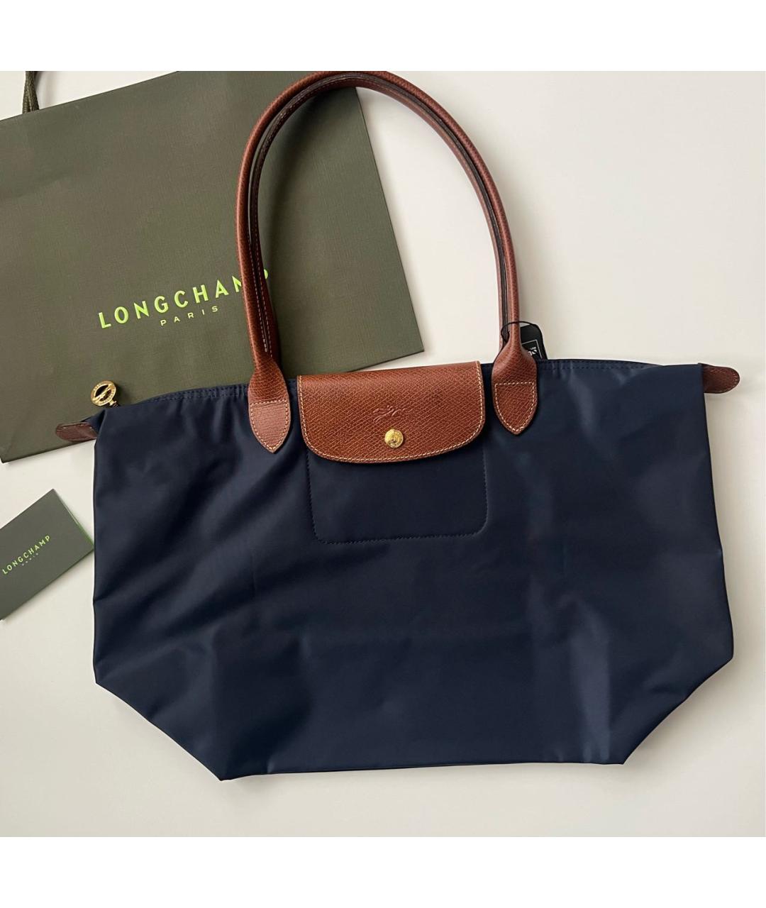 LONGCHAMP Темно-синяя тканевая сумка тоут, фото 6